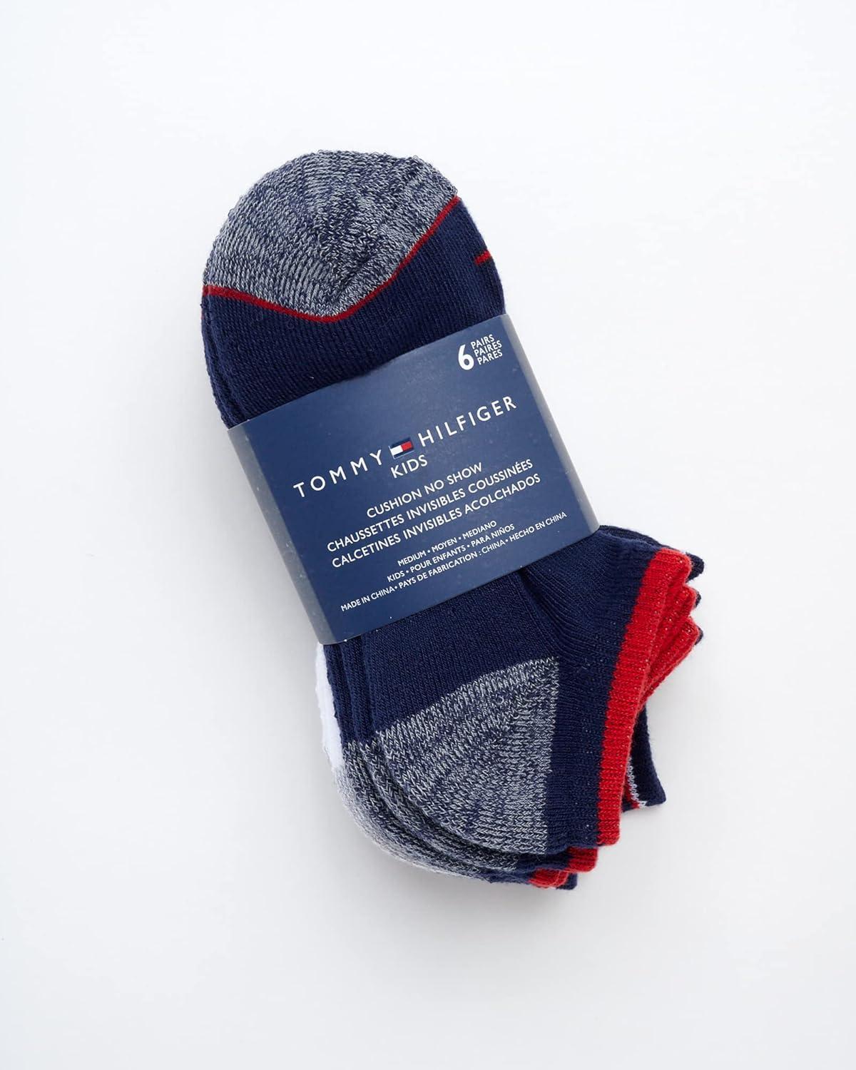 imageTommy Hilfiger Kids Athletic Socks 6 Pack Breathable No Show Low Cut Ankle Socks for Boys and Girls Sizes SLAssorted