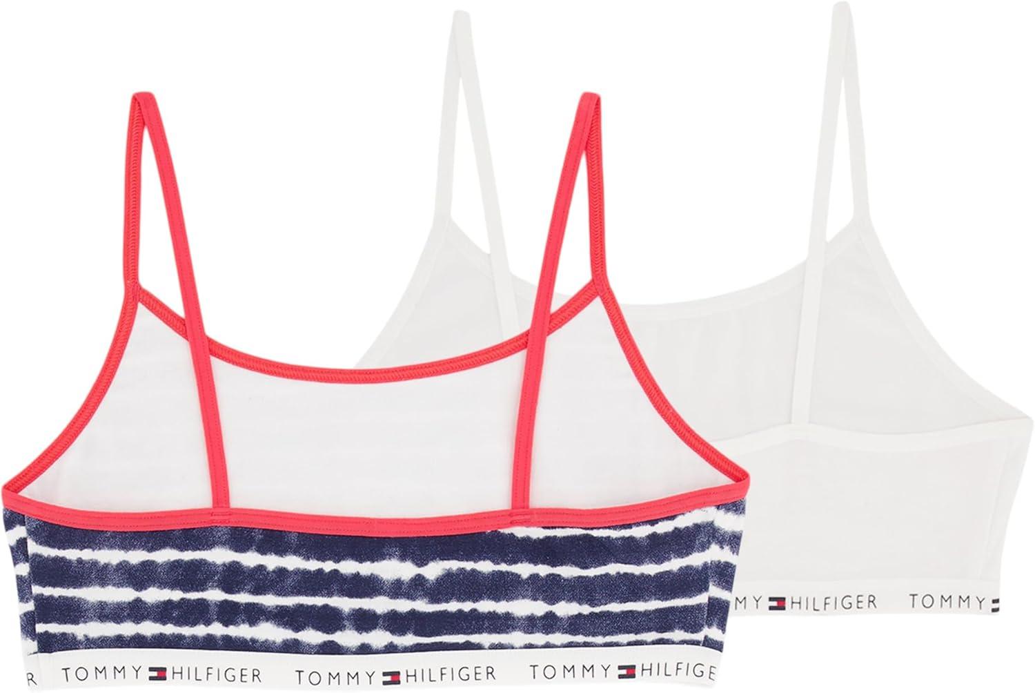 imageTommy Hilfiger Kids Girls 2Pack Bold Flag Solid Crop Bra Little KidsBig KidsNavy Blazer Tie Dye