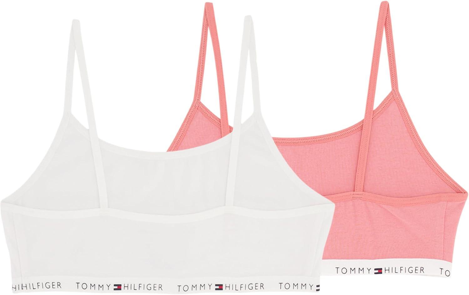 imageTommy Hilfiger Kids Girls 2Pack Bold Flag Solid Crop Bra Little KidsBig KidsWhite Blush