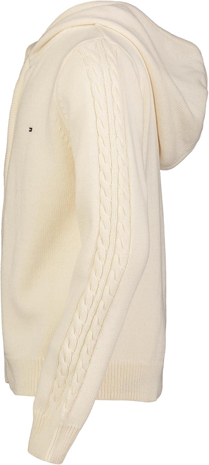 imageTommy Hilfiger Long Sleeve Zip Cardigan Hooded Sweater GirlsEgret