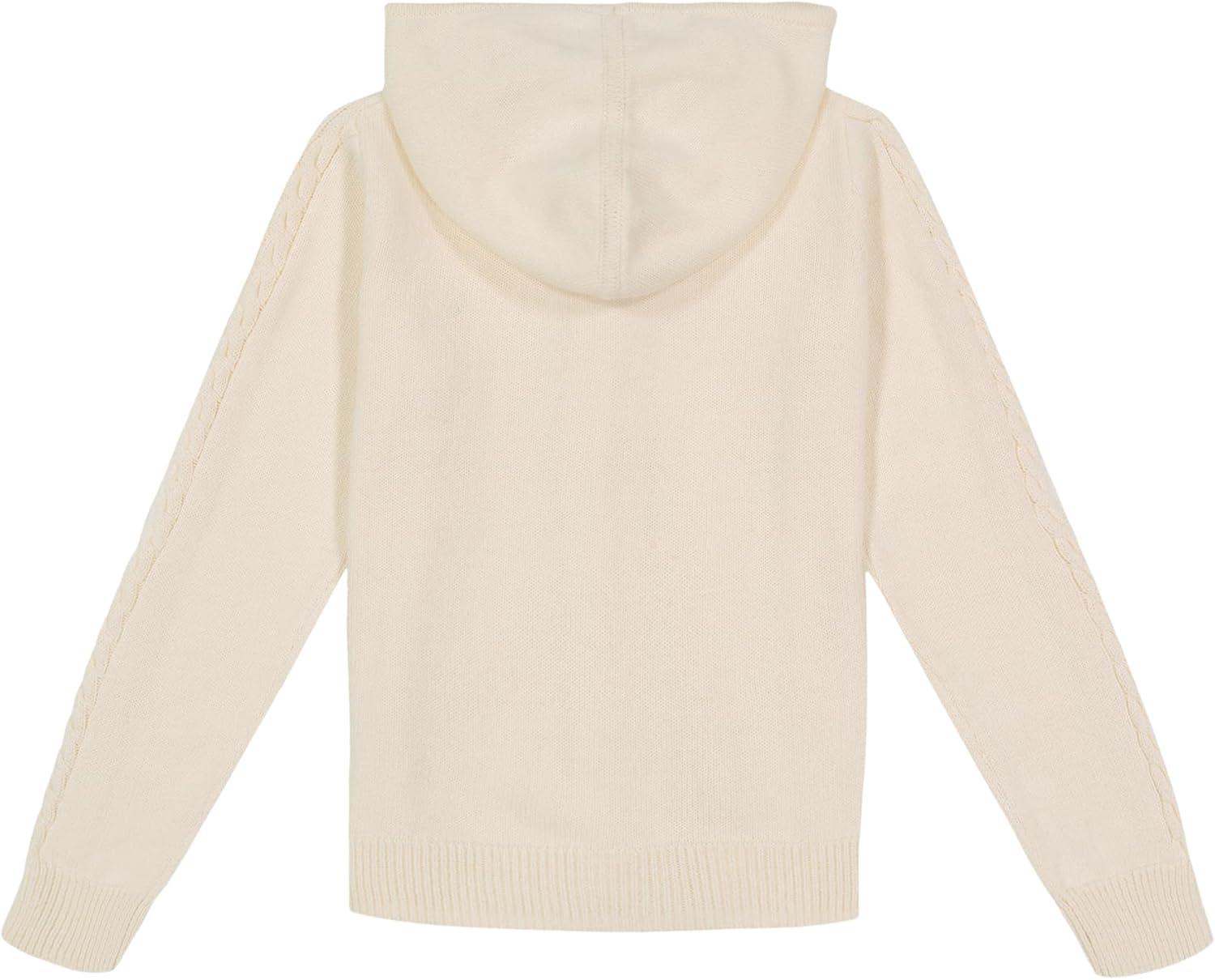 imageTommy Hilfiger Long Sleeve Zip Cardigan Hooded Sweater GirlsEgret