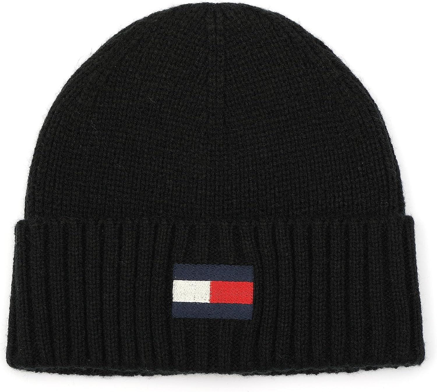 imageTommy Hilfiger Mens Embroidered Flag Watch Cap and Glove Set Black One Size