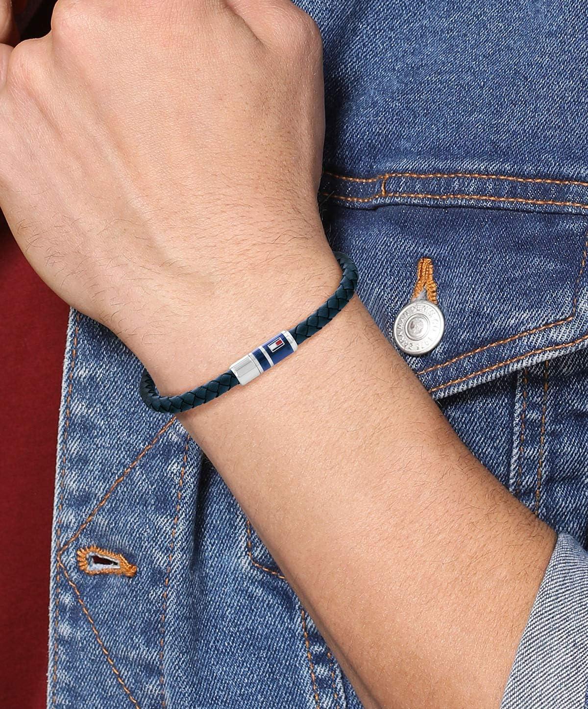 imageTommy Hilfiger Mens Jewelry Braided Leather BraceletBlue
