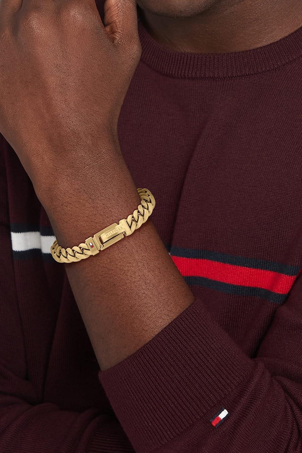 imageTommy Hilfiger Mens Jewelry Ionic Thin Steel Chain BraceletGold Plated