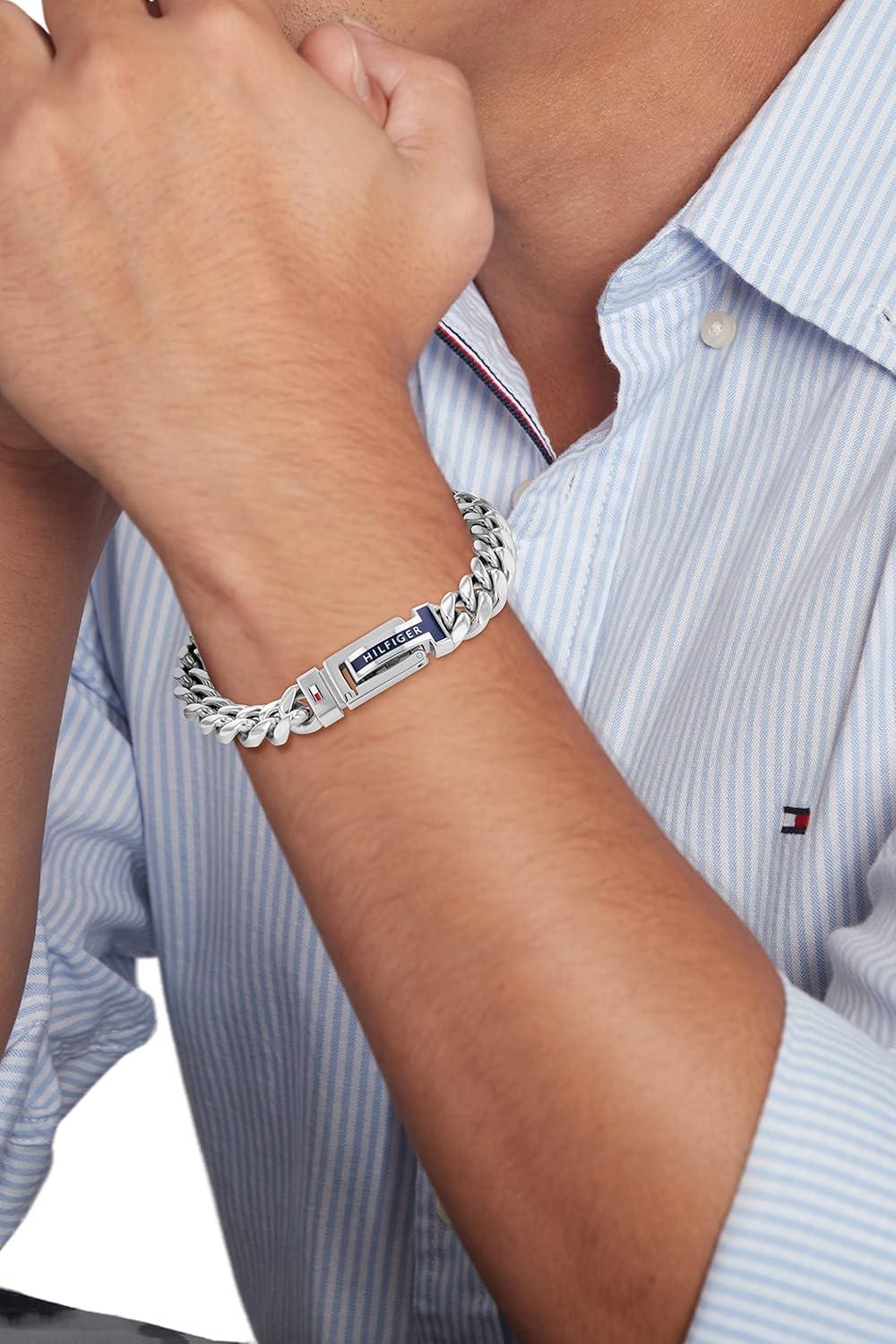 imageTommy Hilfiger Mens Jewelry Ionic Thin Steel Chain BraceletSilver