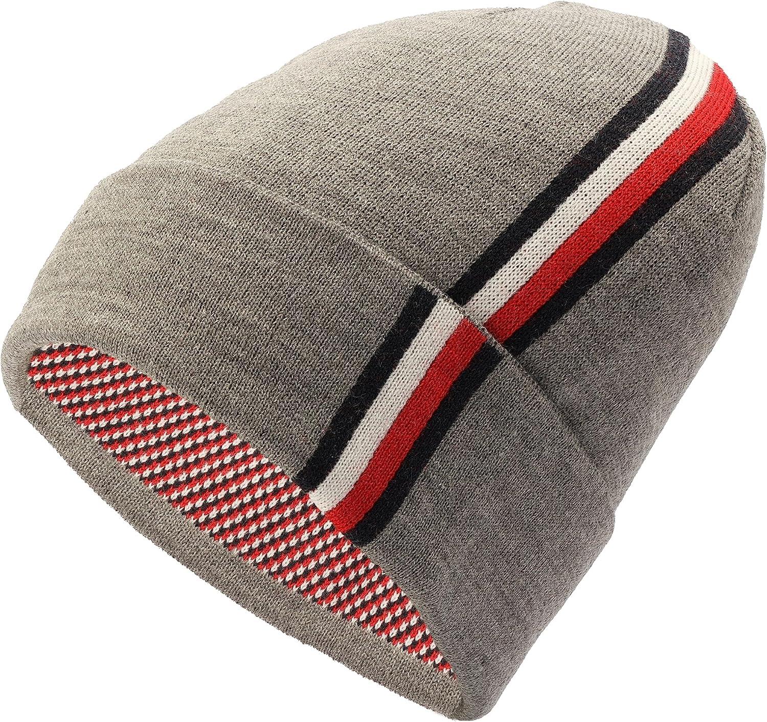 imageTommy Hilfiger Mens Vertical Global Stripe Cuff HatMedium Grey Heather