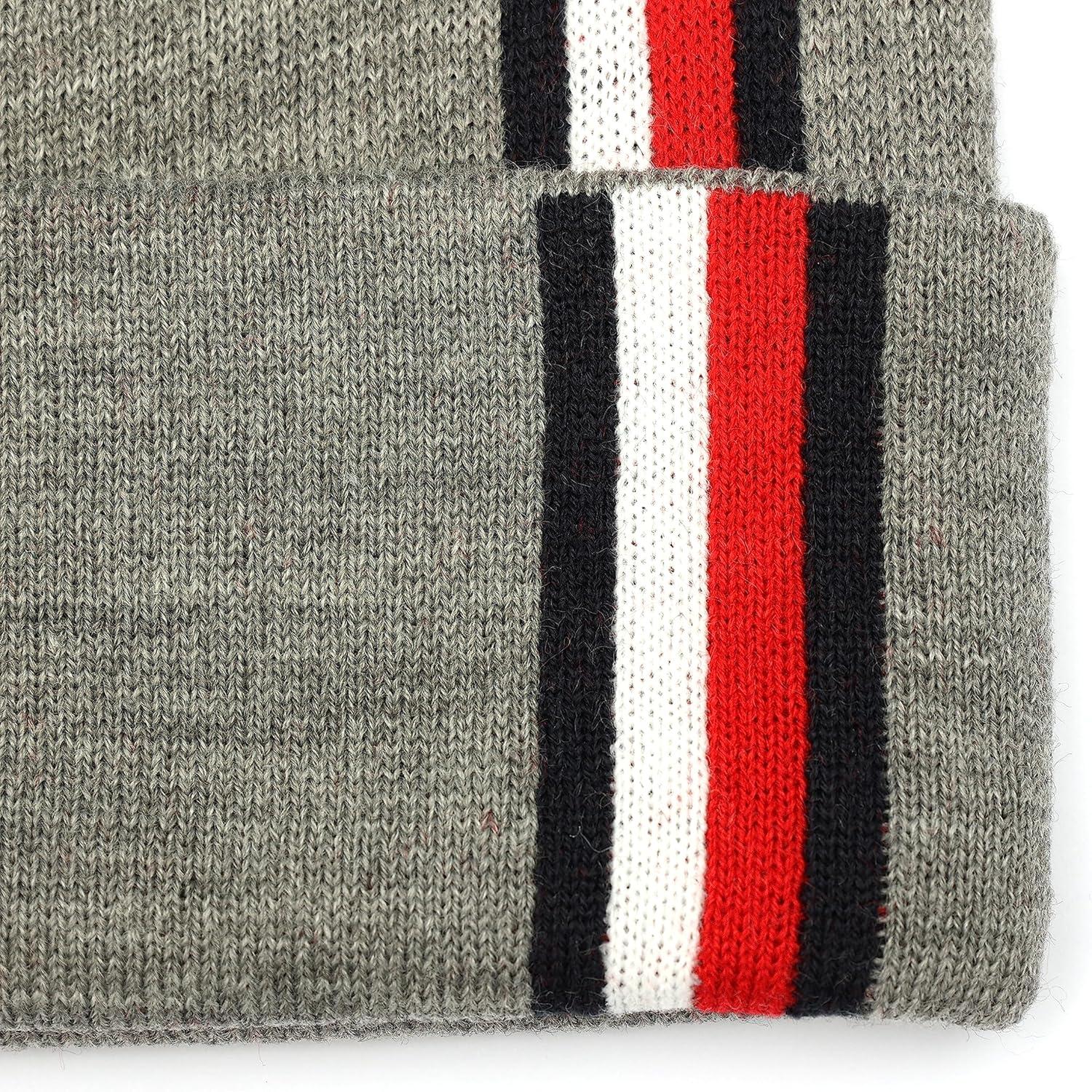 imageTommy Hilfiger Mens Vertical Global Stripe Cuff HatMedium Grey Heather