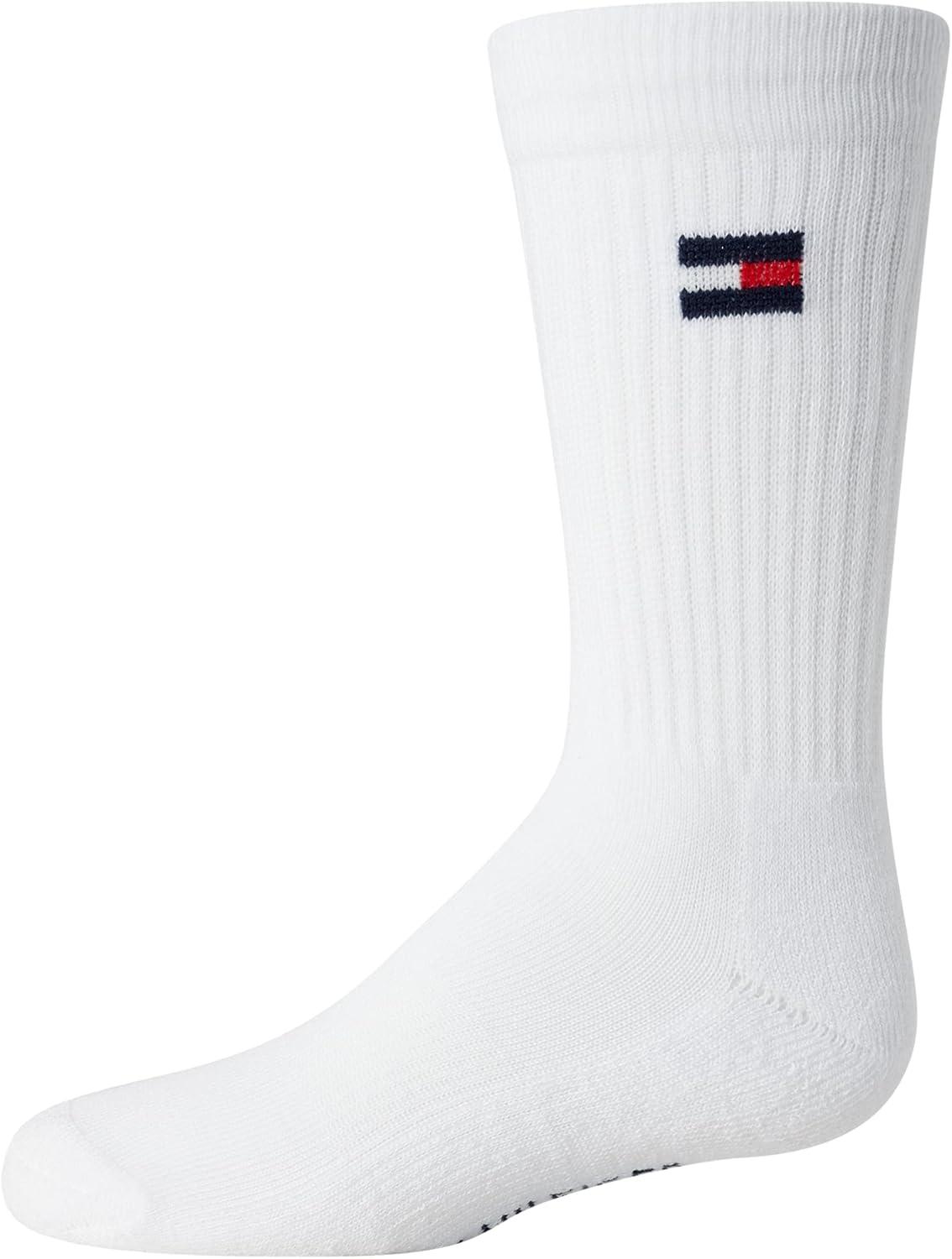 imageTommy Hilfiger Unisex Kids Athletic Socks Cushioned Crew Socks 6 PackWhite