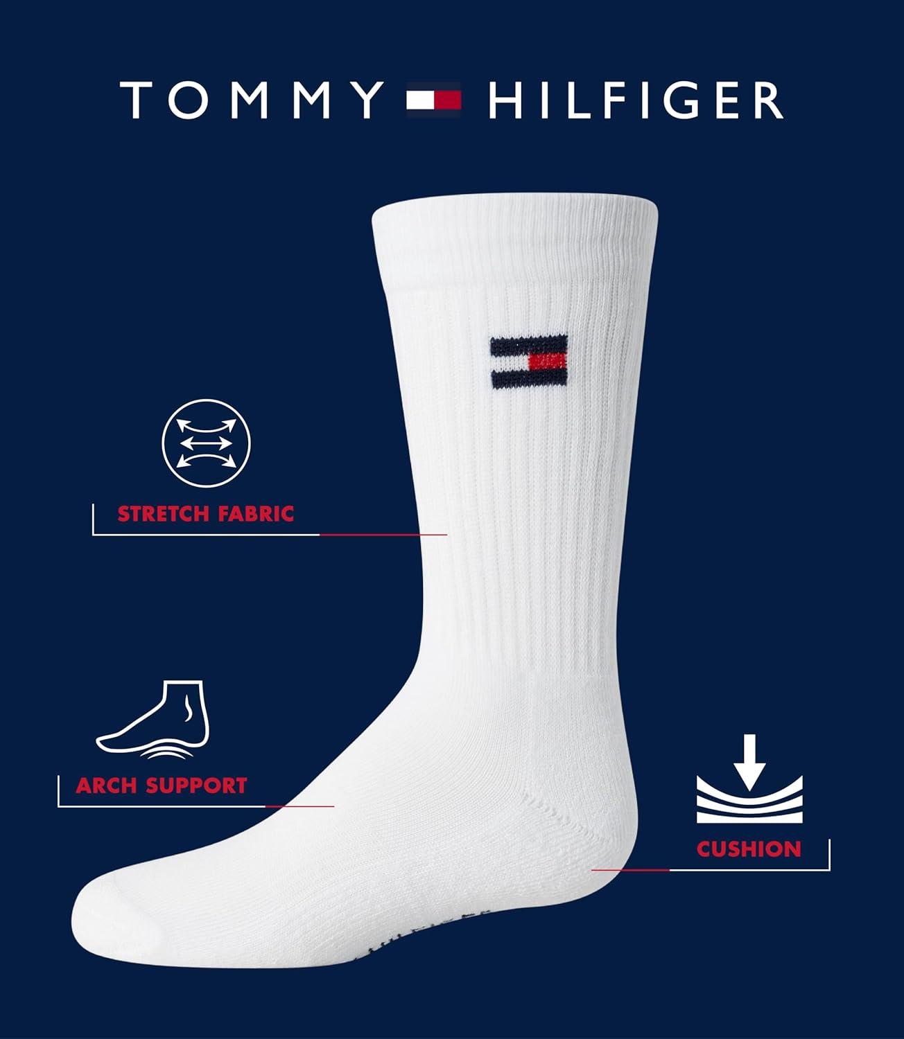 imageTommy Hilfiger Unisex Kids Athletic Socks Cushioned Crew Socks 6 PackWhite
