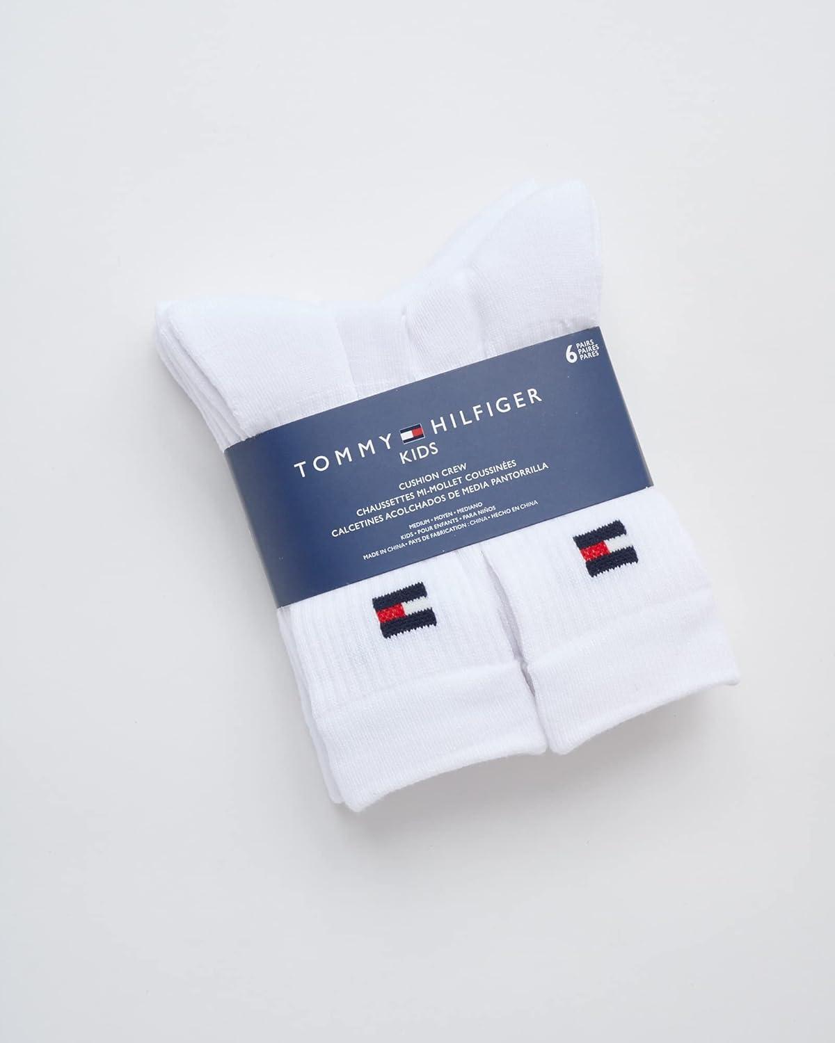 imageTommy Hilfiger Unisex Kids Athletic Socks Cushioned Crew Socks 6 PackWhite