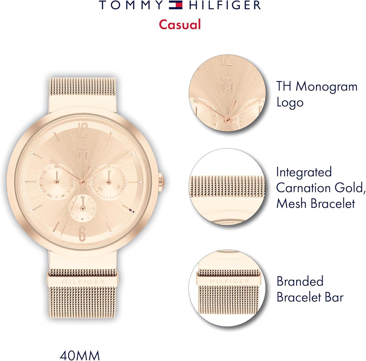 imageTommy Hilfiger Womens Ionic Thin Steel Case and Mesh Bracelet WatchRoseGold