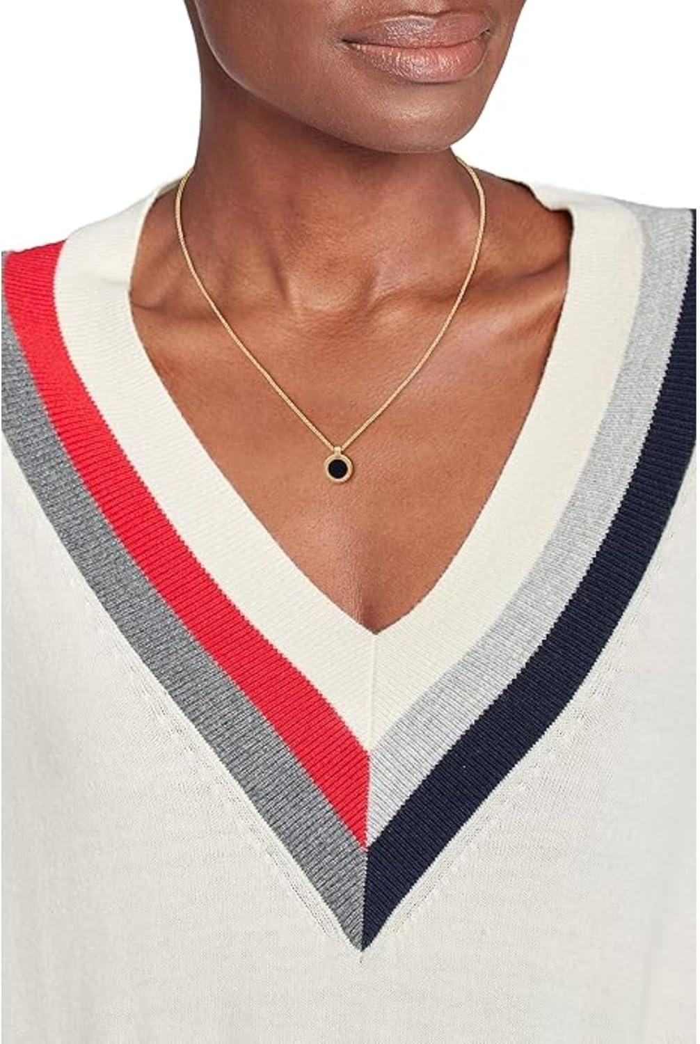 imageTommy Hilfiger Womens Jewelry Ionic Gold Plated Steel Black Onyx Stone Necklace Color Gold Plated Model 2780656