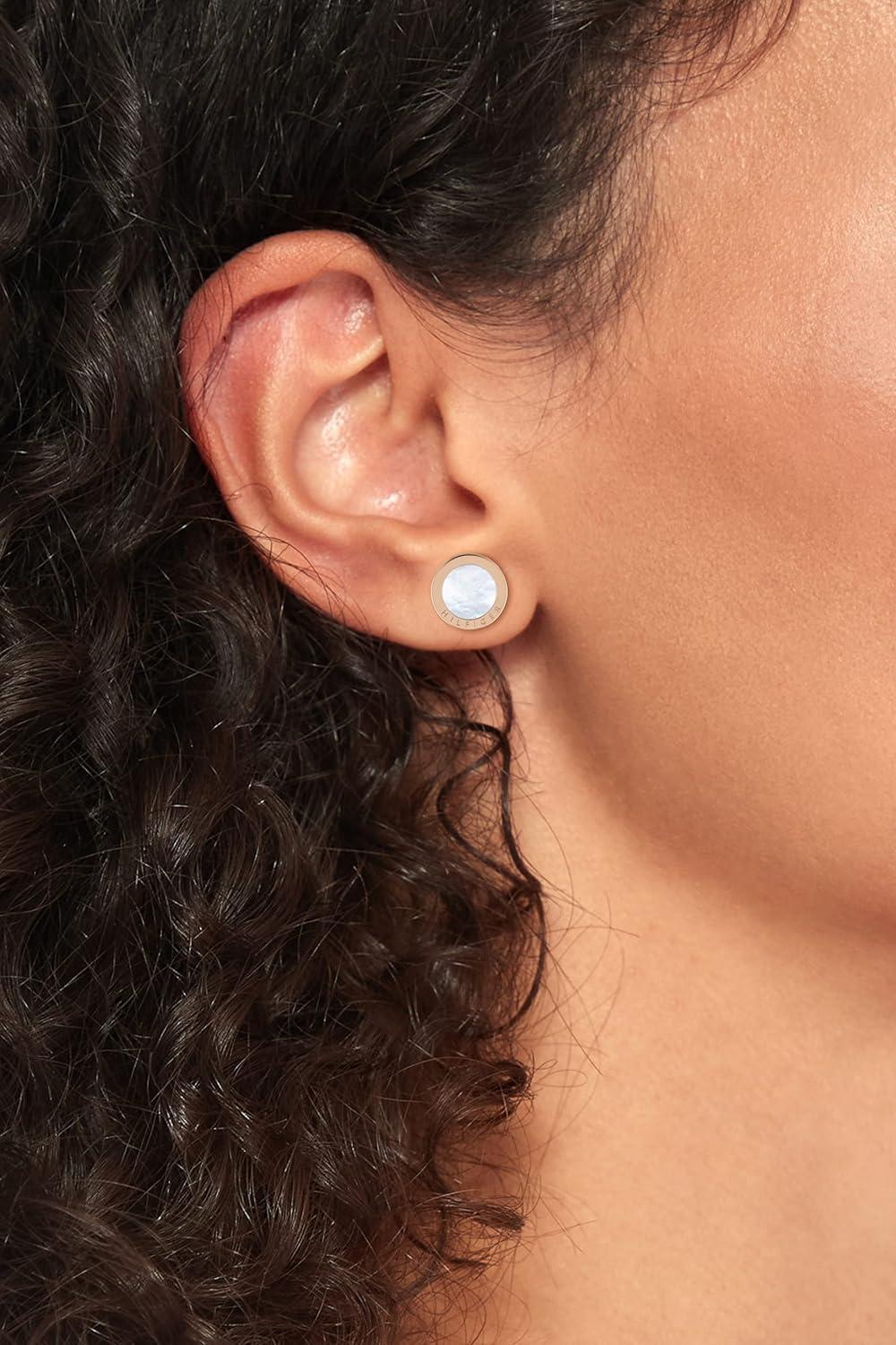 imageTommy Hilfiger Womens Jewelry Ionic Plated Carnation Gold Steel Mother of Pearl Stud Earrings Color Carnation Gold Model 2780663