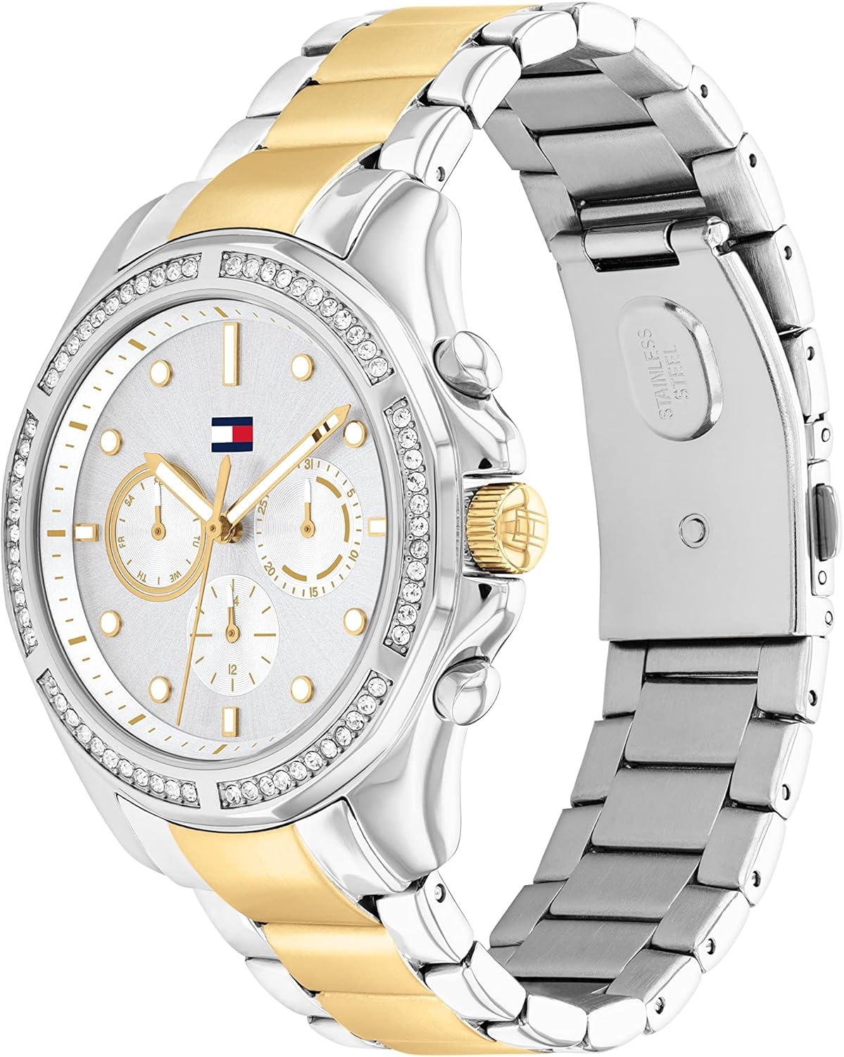imageTommy Hilfiger Womens Preppy Stainless Steel Quartz Watches Effortlessly StylishSilver White