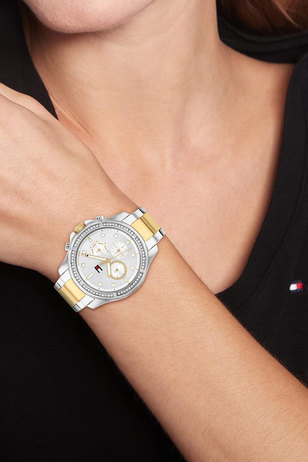 imageTommy Hilfiger Womens Preppy Stainless Steel Quartz Watches Effortlessly StylishSilver White