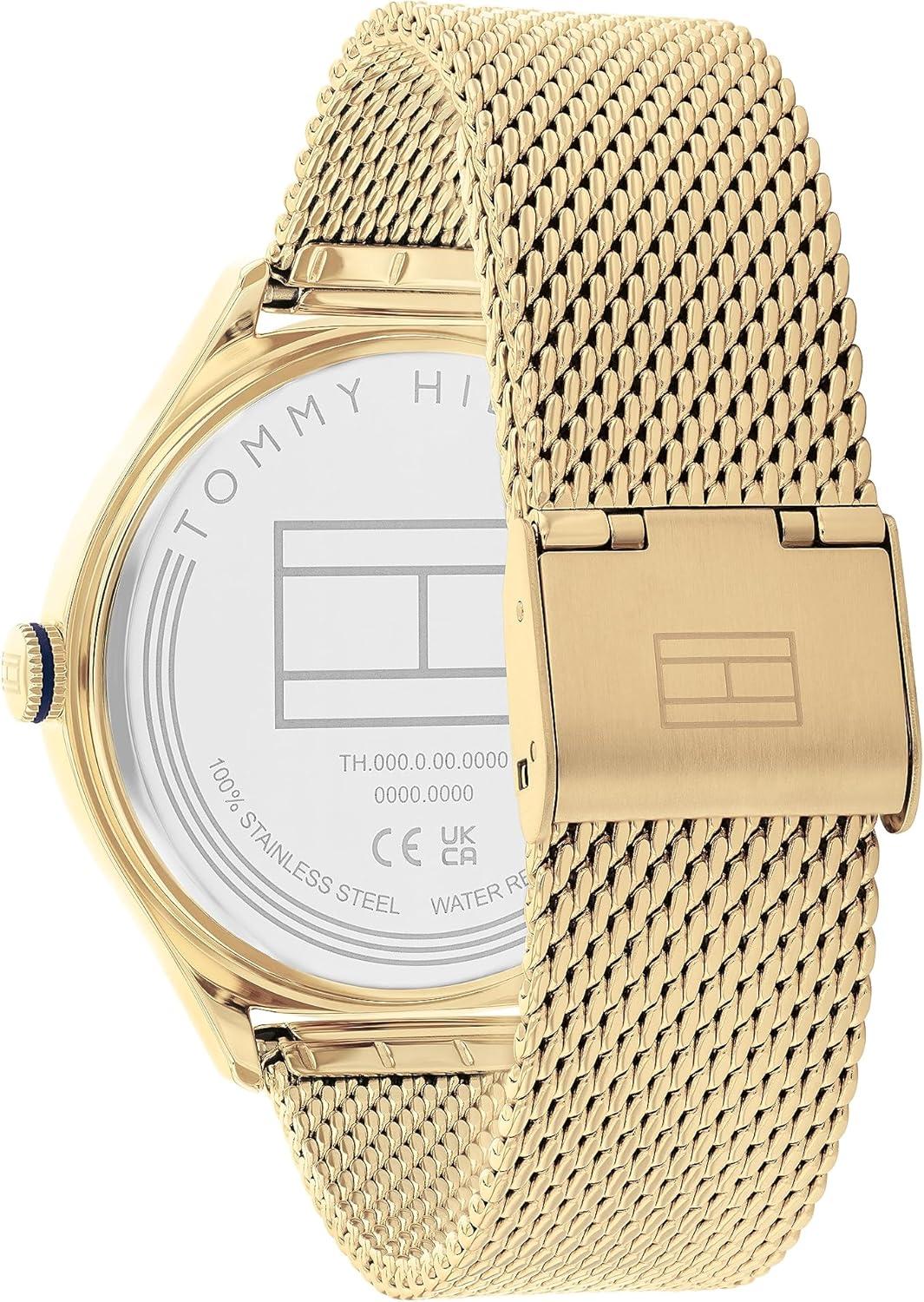 imageTommy Hilfiger Womens Quartz MultiFunction Watch with Textured Dial and Crystal Bezel Gift for HerGold Plated