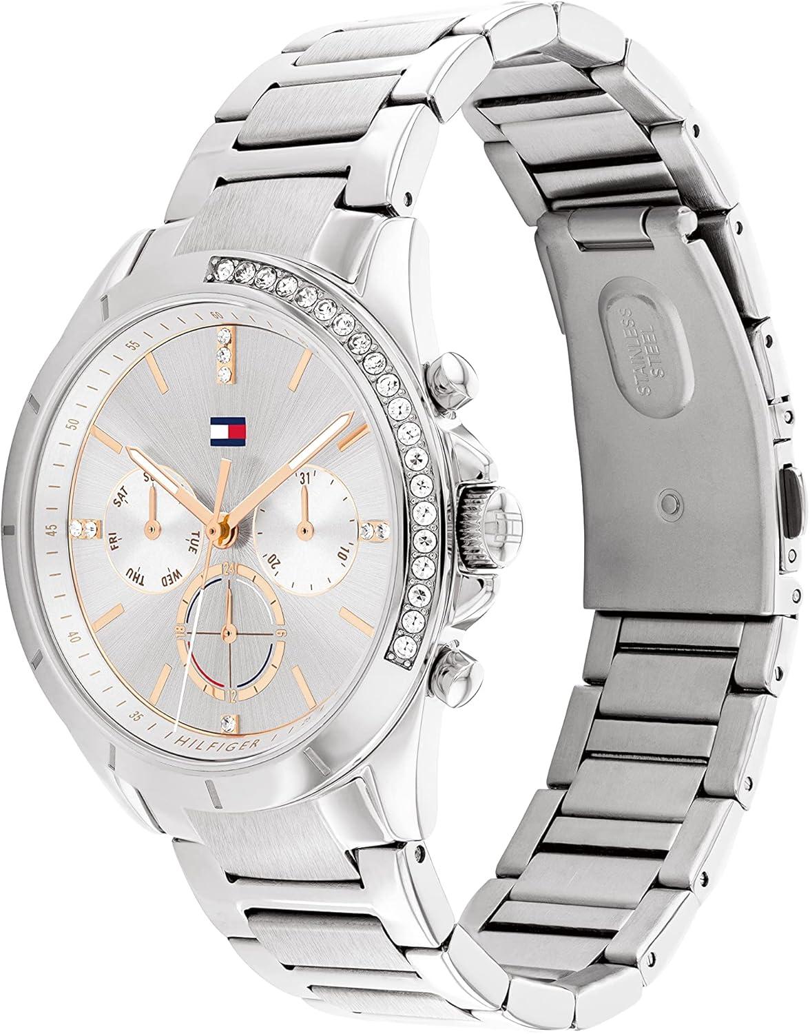 imageTommy Hilfiger Womens Sporty Watch Multifunction Stainless Steel Wristwatch Water Resistant up to 5 ATM50 Meters Premium Fashion Timepiece for All Occasions 38 mmSilver