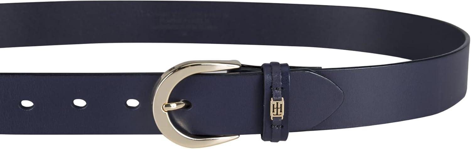 imageTommy Hilfiger Womens TH Ornament Logo Casual Leather Belt for Jeans Trousers and DressesNavy Casual