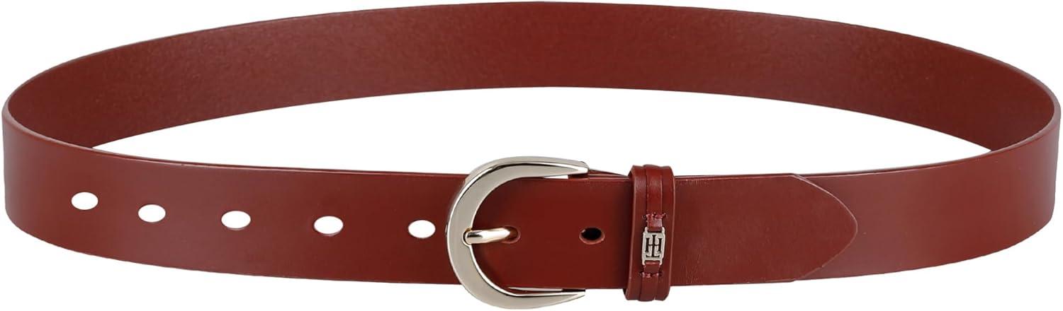 imageTommy Hilfiger Womens TH Ornament Logo Casual Leather Belt for Jeans Trousers and DressesRed