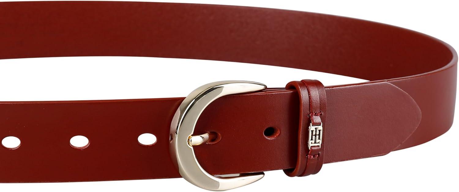 imageTommy Hilfiger Womens TH Ornament Logo Casual Leather Belt for Jeans Trousers and DressesRed
