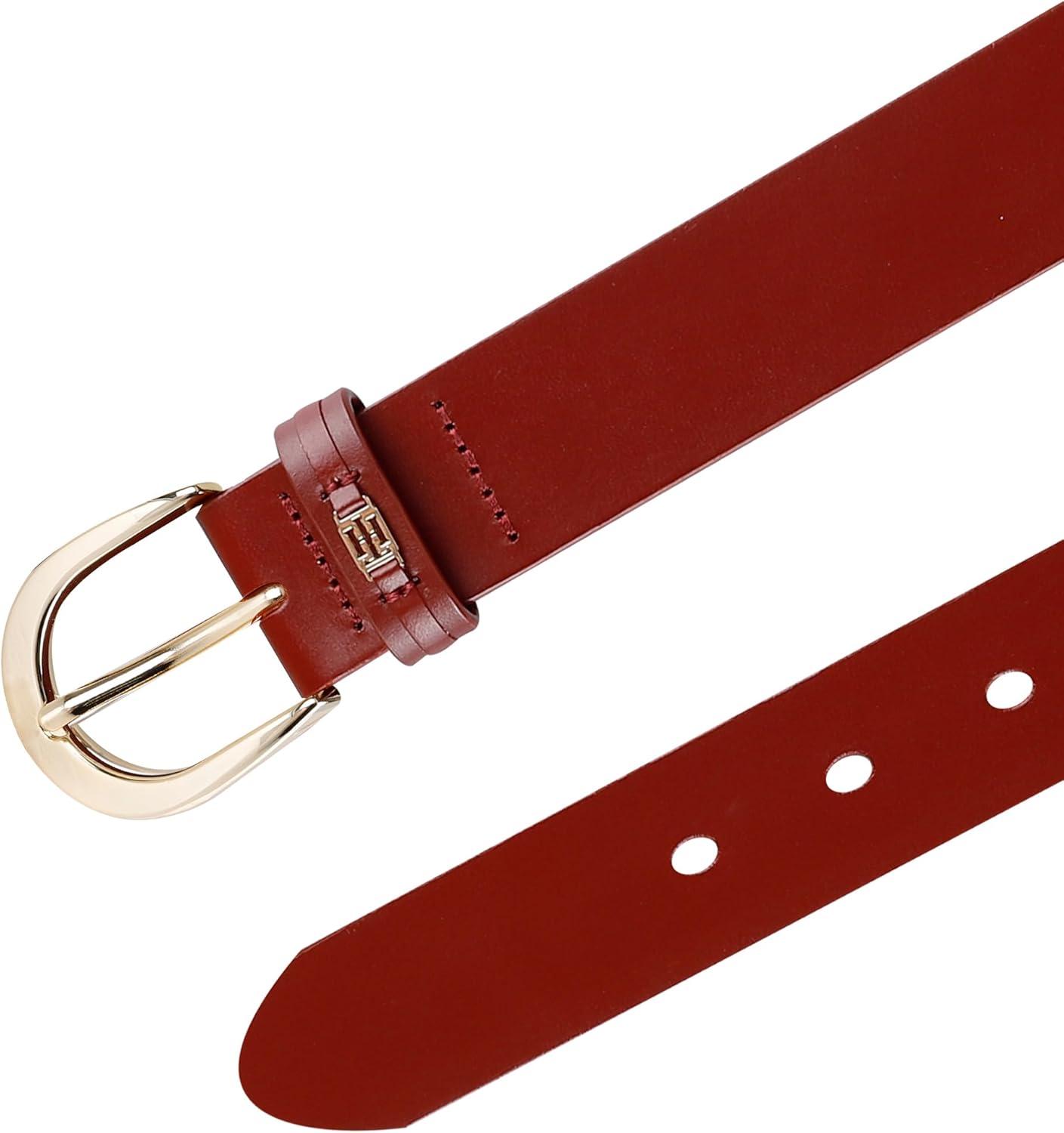imageTommy Hilfiger Womens TH Ornament Logo Casual Leather Belt for Jeans Trousers and DressesRed