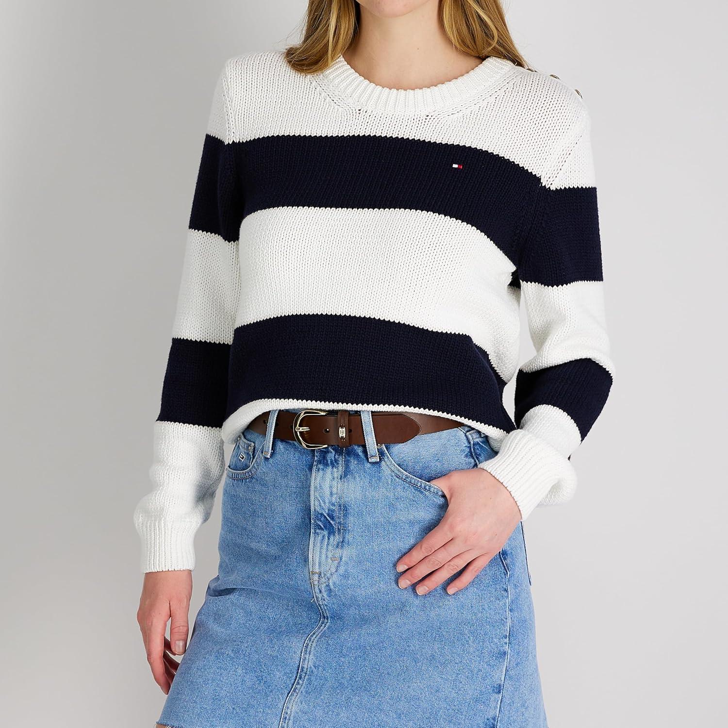 imageTommy Hilfiger Womens TH Ornament Logo Casual Leather Belt for Jeans Trousers and DressesTan