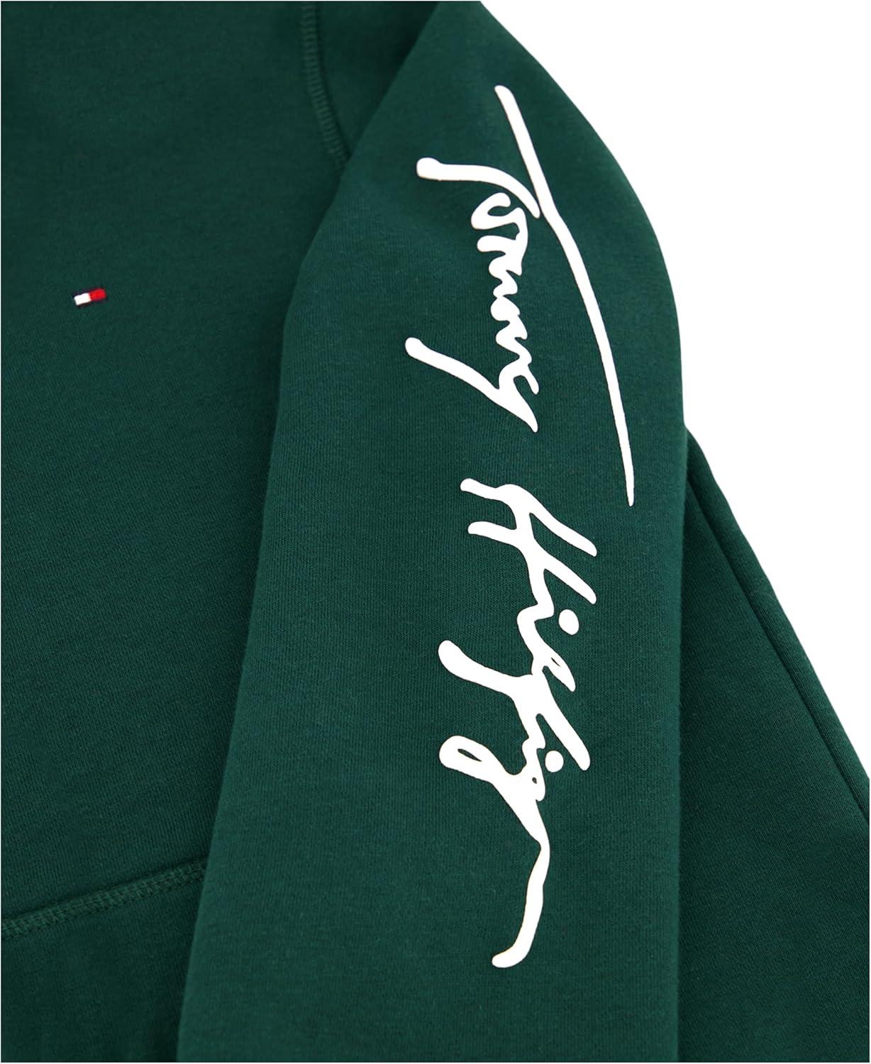 imageTommy Hilfiger boys Long Sleeve Fleece Full Zip Hoodie With Front PocketsSignature Rain Forest