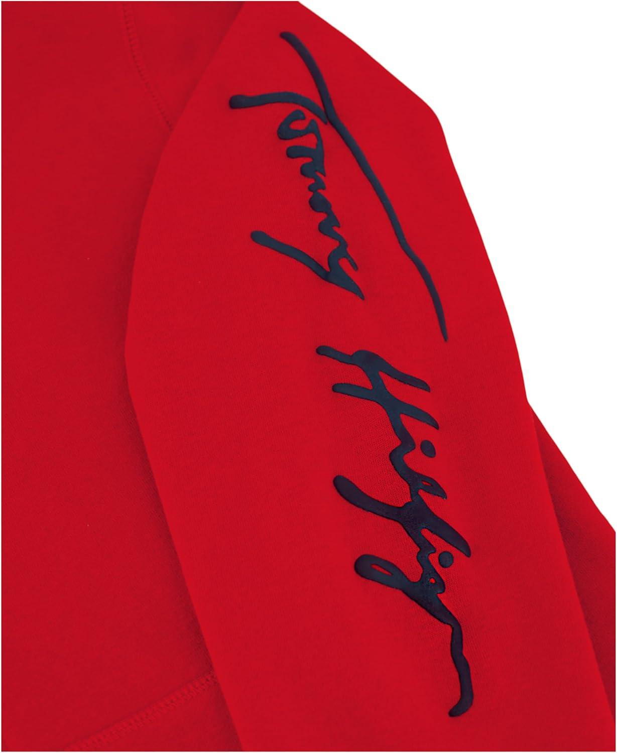 imageTommy Hilfiger boys Long Sleeve Fleece Full Zip Hoodie With Front PocketsSignature Tommy Red