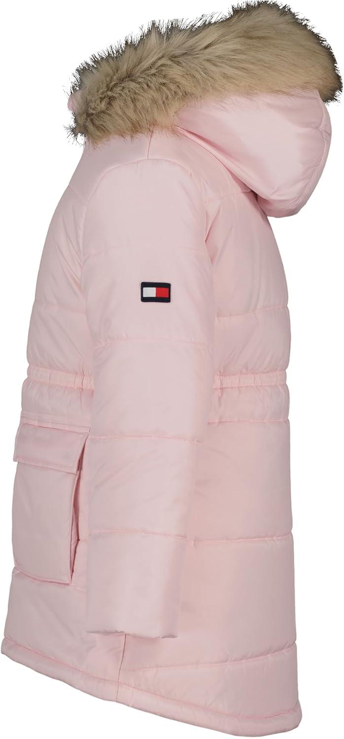 imageTommy Hilfiger girls Long Length Heavyweight Puffer Jacket With Polar Fleece LiningAnorak Blushing Bride