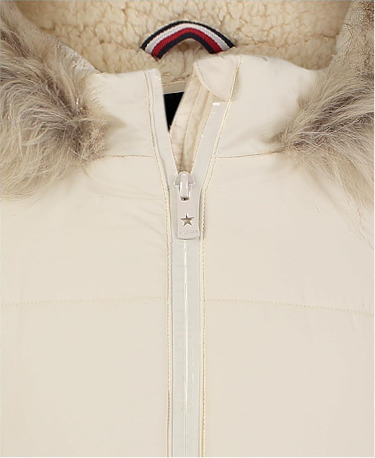 imageTommy Hilfiger girls Long Length Heavyweight Puffer Jacket With Polar Fleece LiningAnorak White