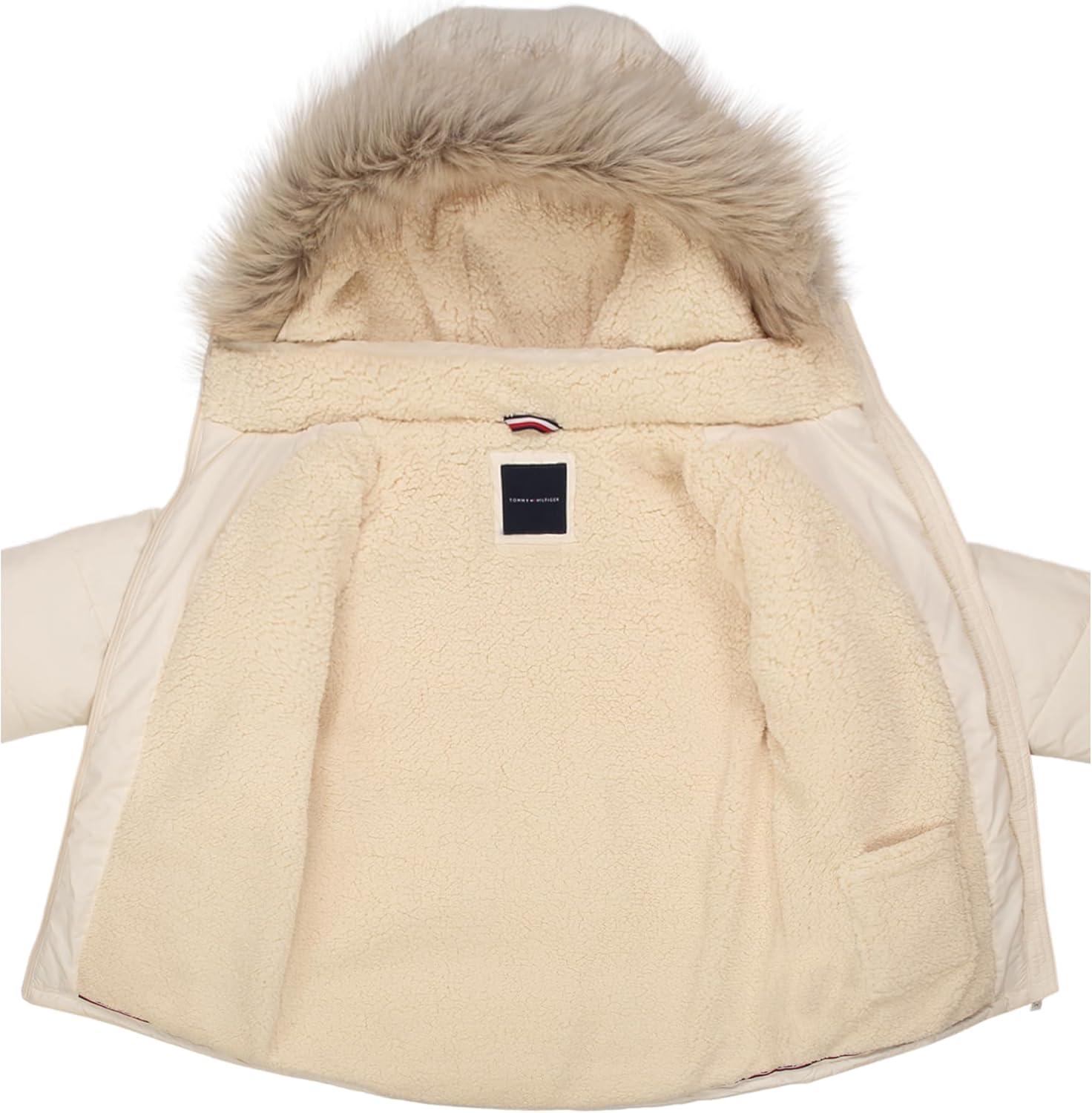 imageTommy Hilfiger girls Long Length Heavyweight Puffer Jacket With Polar Fleece LiningAnorak White