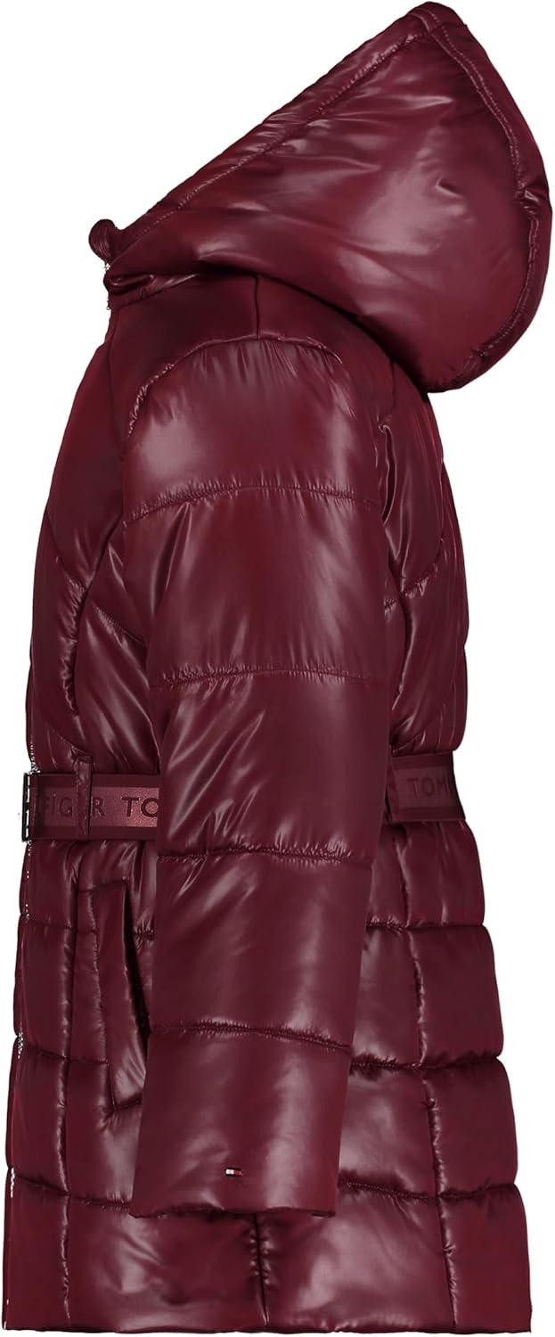 imageTommy Hilfiger girls Long Length Heavyweight Puffer Jacket With Polar Fleece LiningLogo Belt Tawny Port