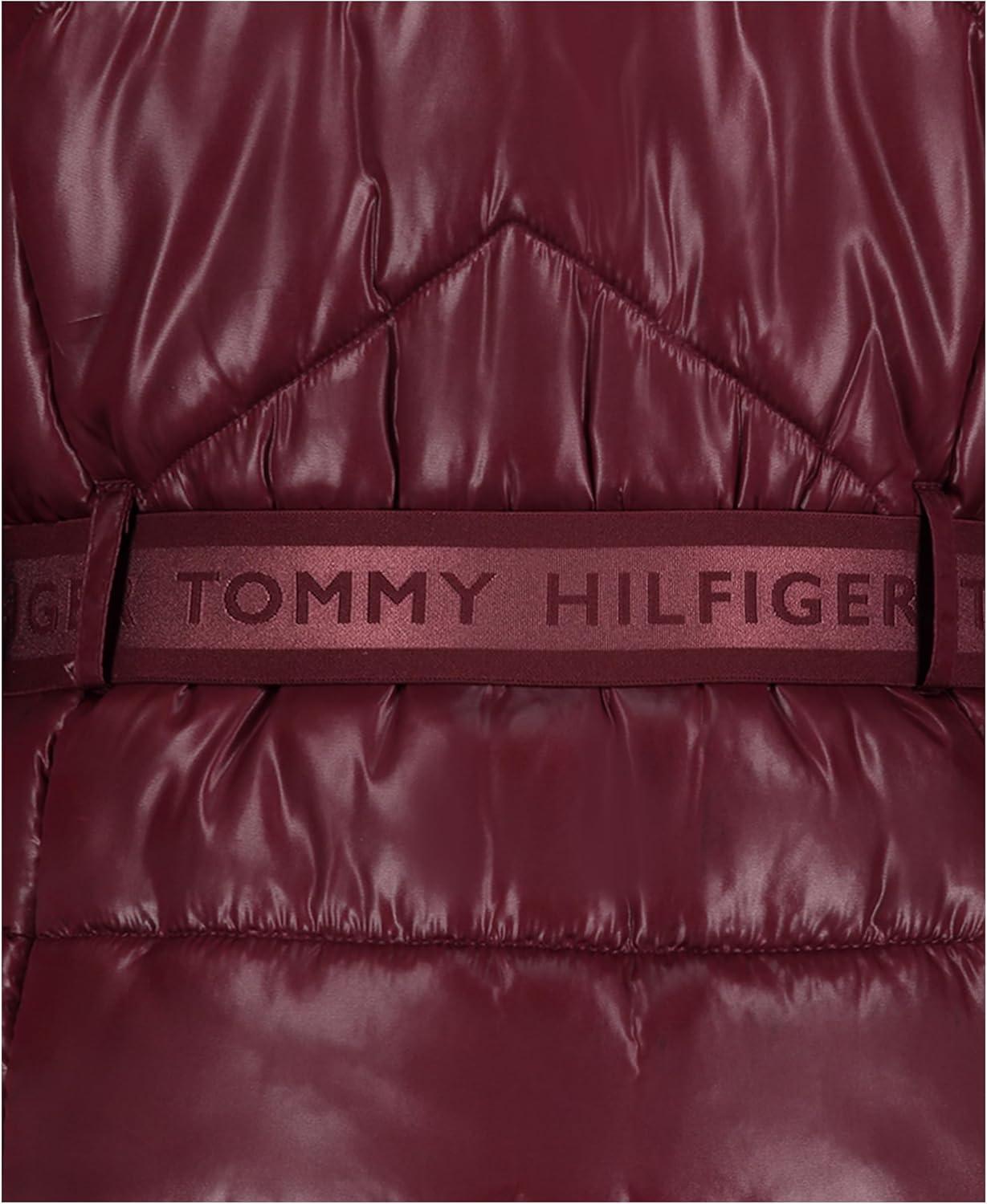 imageTommy Hilfiger girls Long Length Heavyweight Puffer Jacket With Polar Fleece LiningLogo Belt Tawny Port