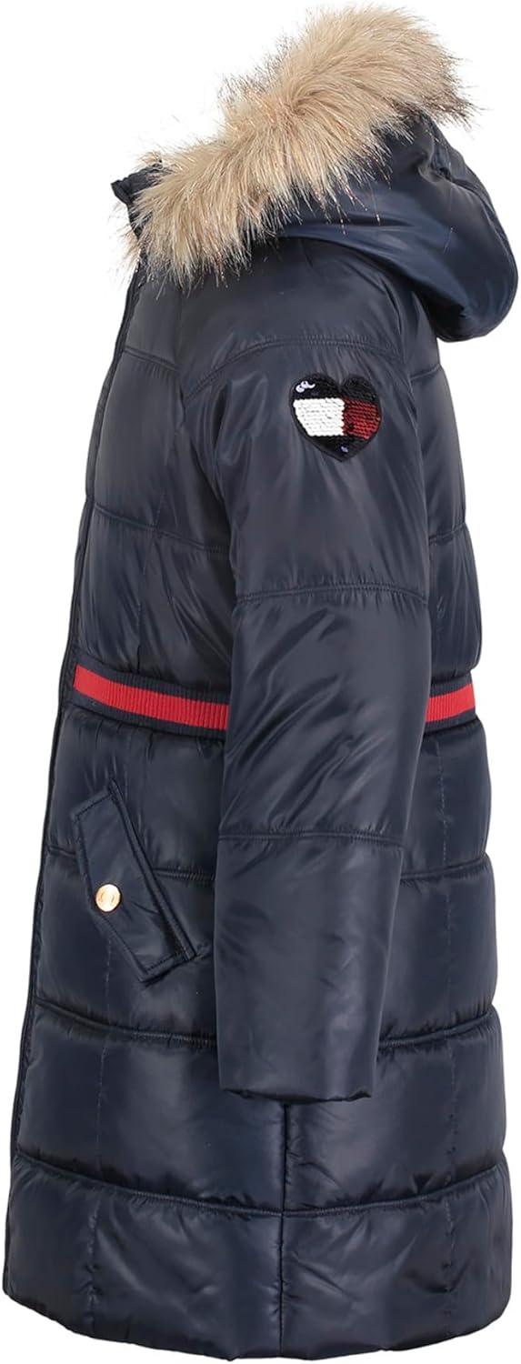 imageTommy Hilfiger girls Long Length Heavyweight Puffer Jacket With Polar Fleece LiningNavy Blazer