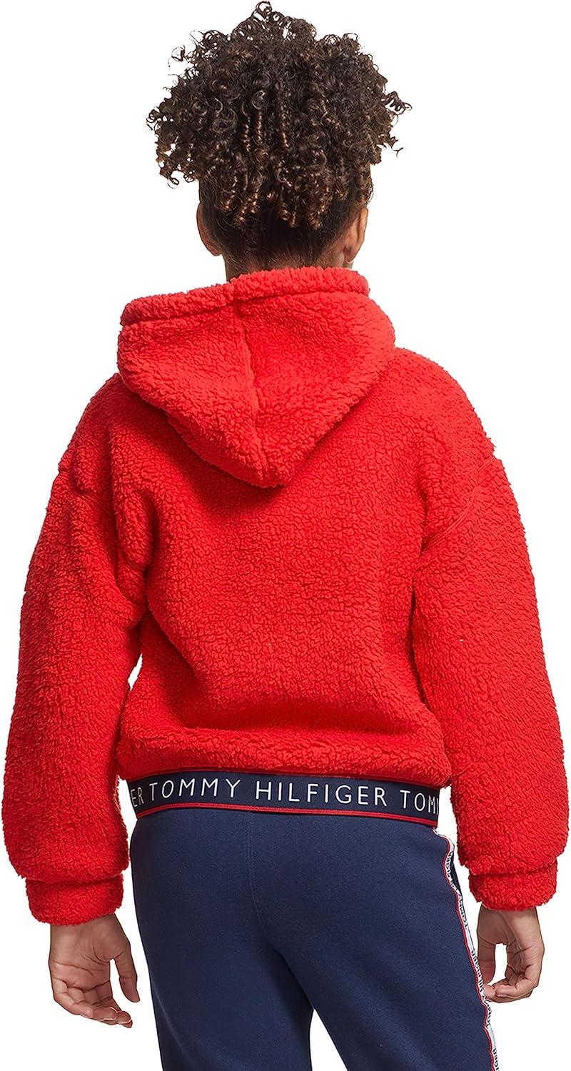 imageTommy Hilfiger girls Long Sleeve Fleece Full Zip Hoodie Sweatshirt With Front PocketsRed Sherpa