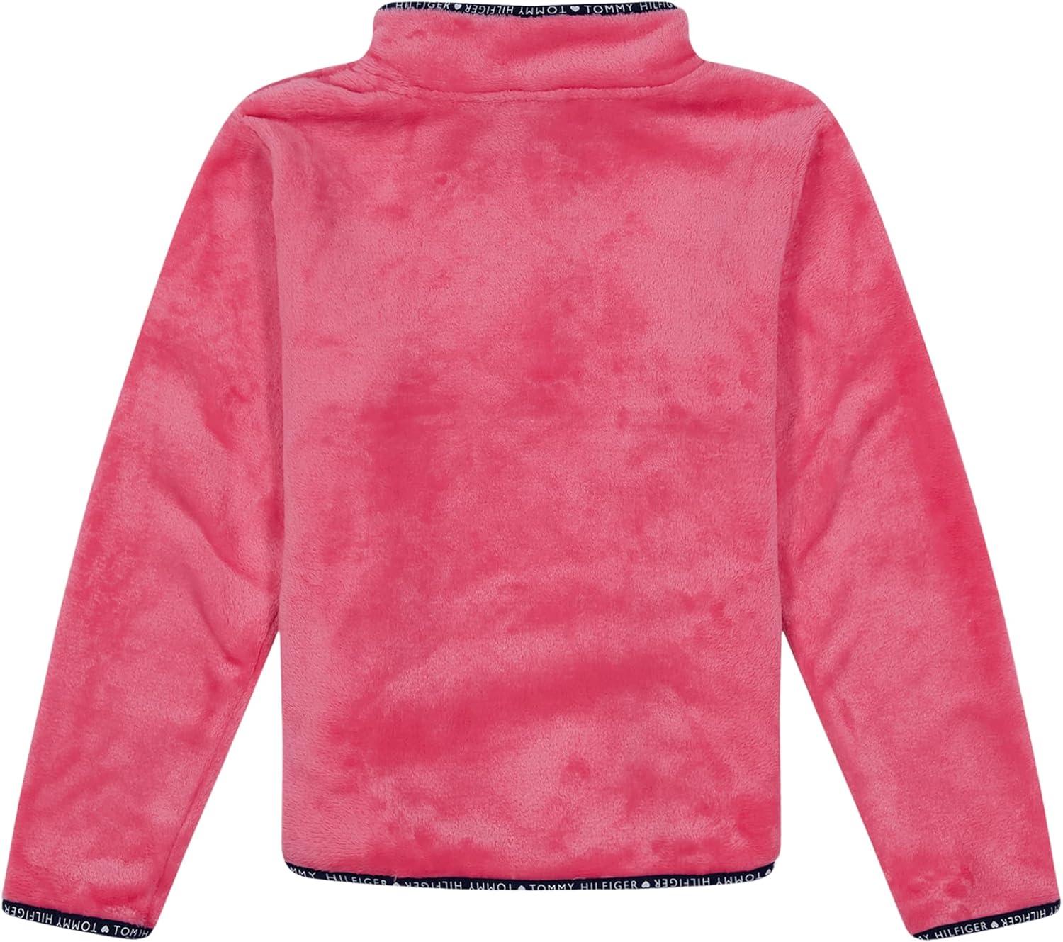 imageTommy Hilfiger girls Long Sleeve Quarterzip Fleece Pullover SweatshirtHot Pink