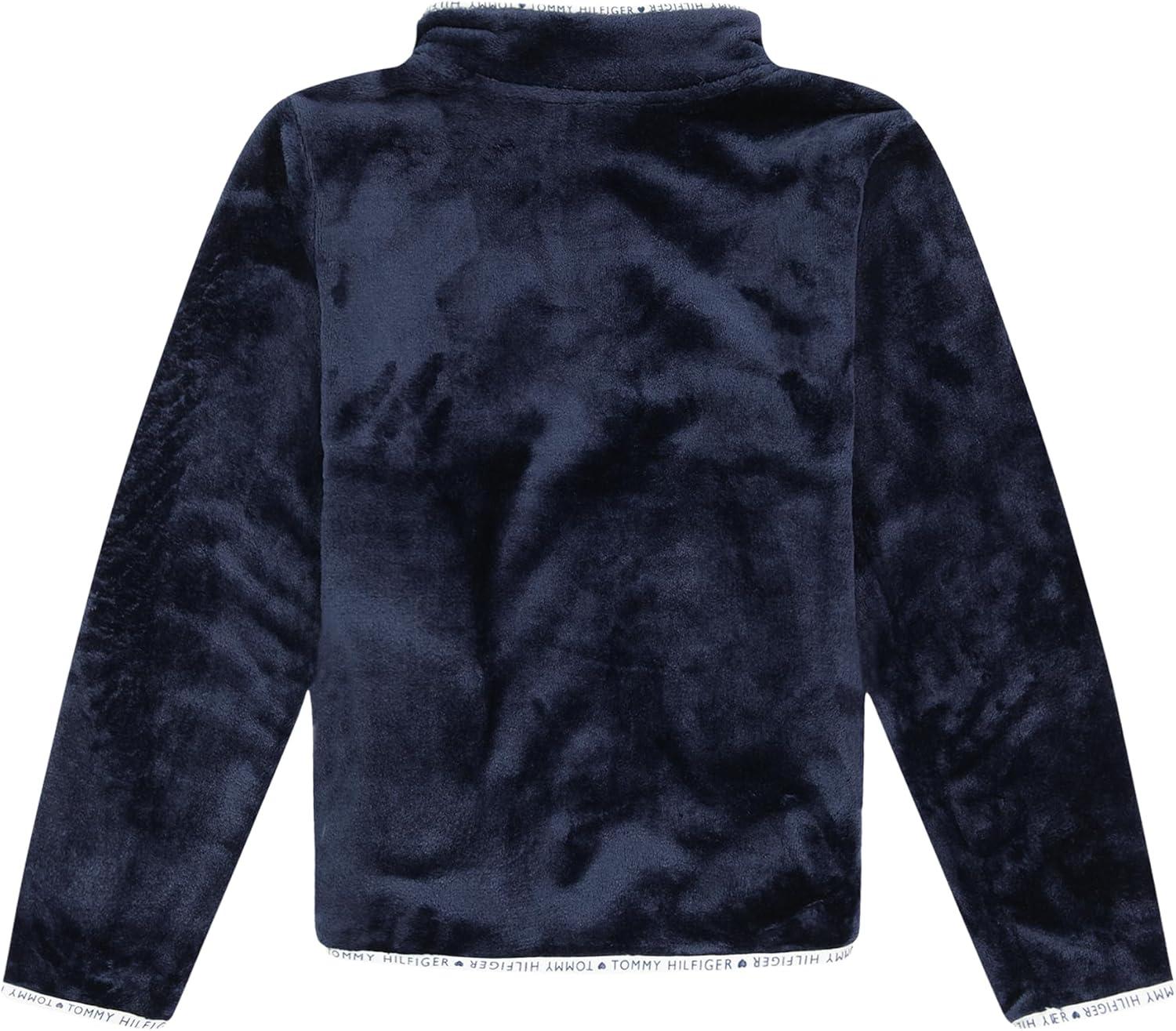 imageTommy Hilfiger girls Long Sleeve Quarterzip Fleece Pullover SweatshirtNavy Chipie