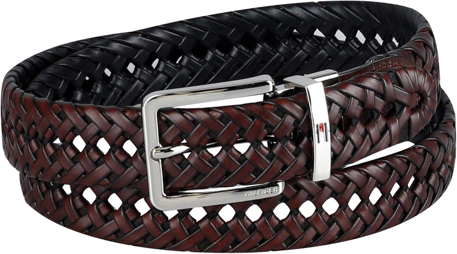 imageTommy Hilfiger mens Reversible Braided BeltBlackBrown