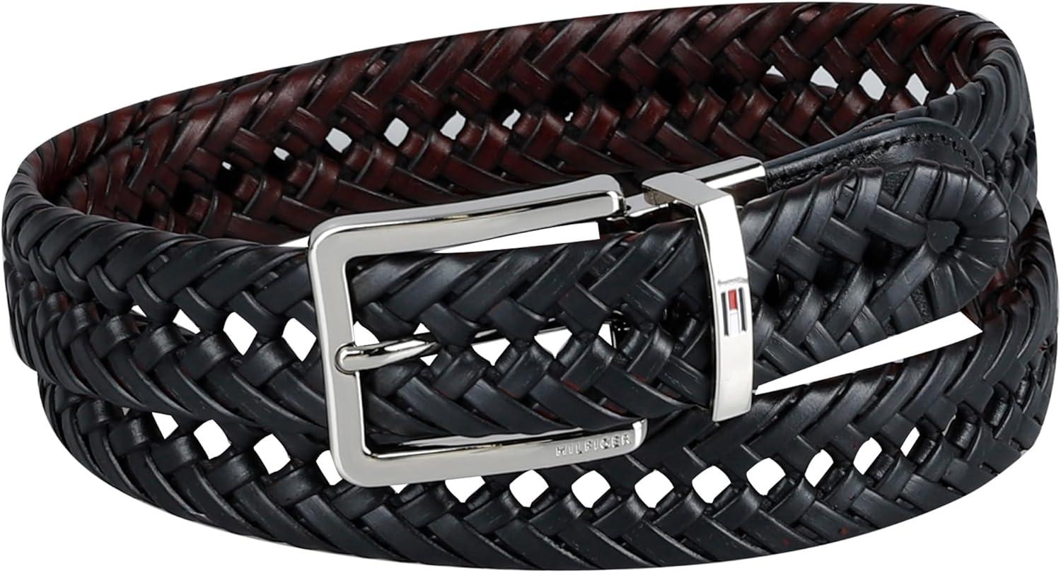 imageTommy Hilfiger mens Reversible Braided BeltBlackBrown
