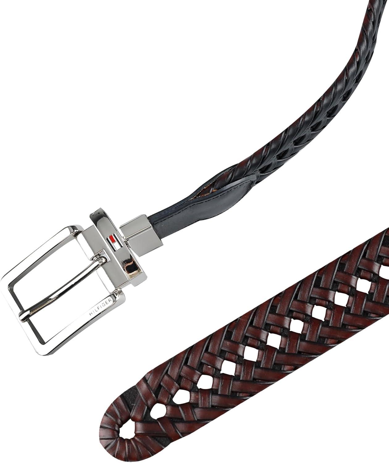 imageTommy Hilfiger mens Reversible Braided BeltBlackBrown