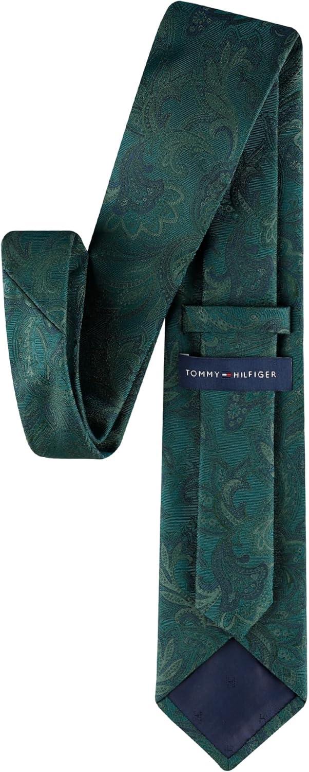 imageTommy Hilfiger mens Tonal Paisley TieHunter Green