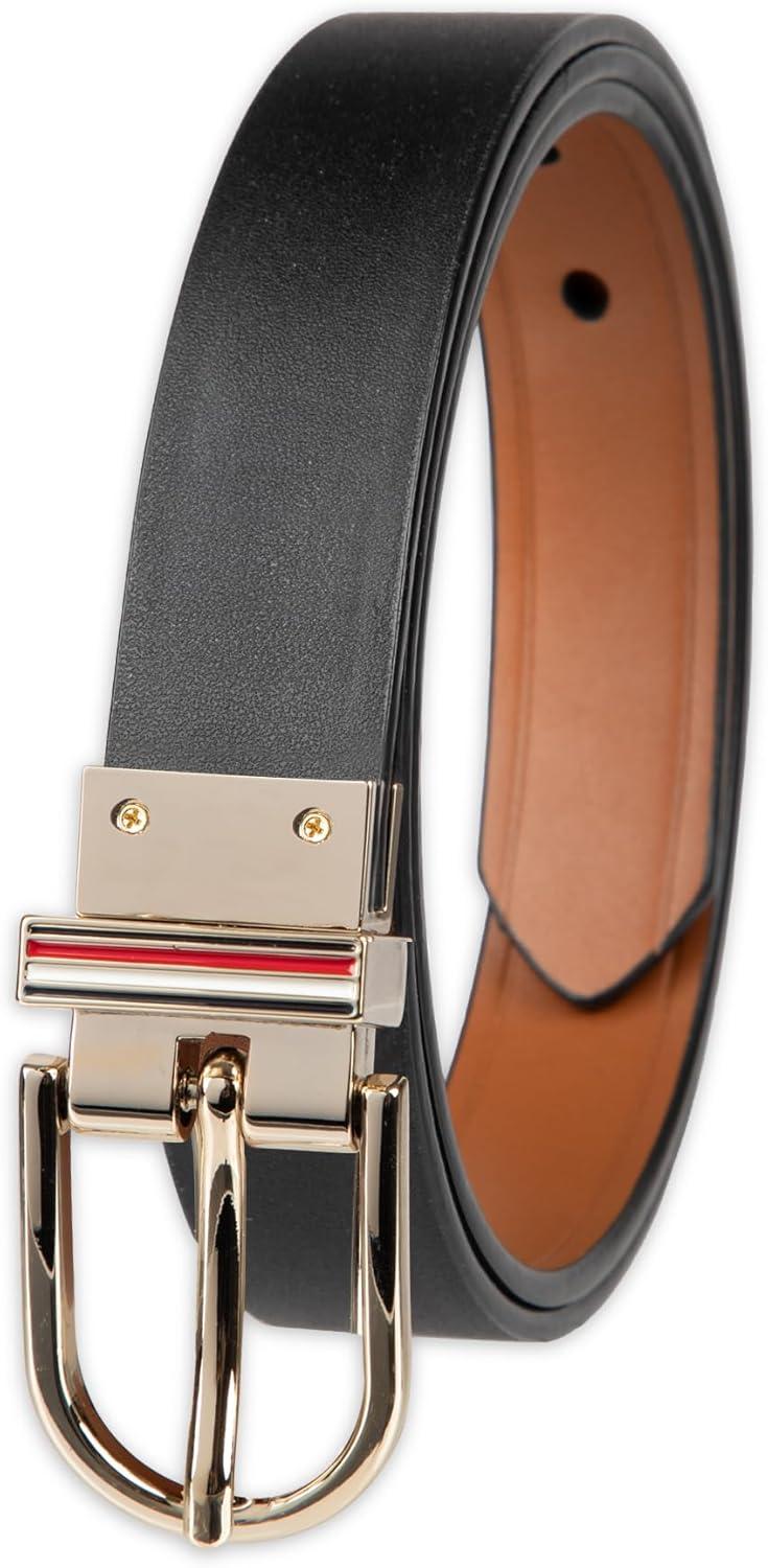 imageTommy Hilfiger womens Twoinone Reversible Slim Width Casual Leather Belt for Jeans Trousers and DressesTanBlack