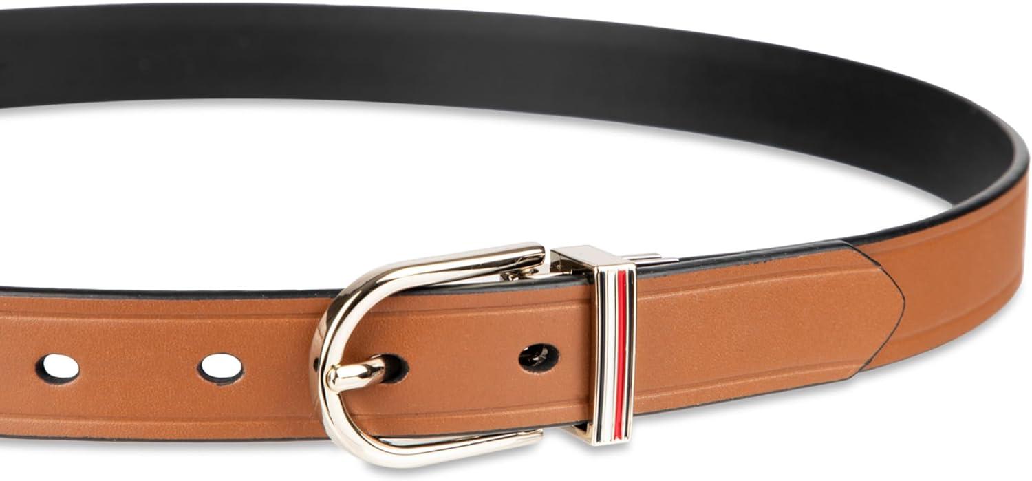 imageTommy Hilfiger womens Twoinone Reversible Slim Width Casual Leather Belt for Jeans Trousers and DressesTanBlack