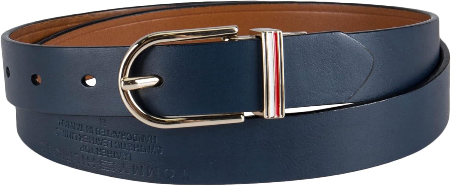 imageTommy Hilfiger womens Twoinone Reversible Slim Width Casual Leather Belt for Jeans Trousers and DressesTanNavy