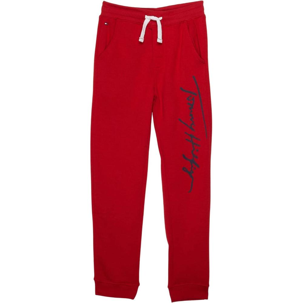 imageTommy Hilfiger Boys Fleece Jogger Sweatpant Drawstring ClosureScarlet Sage Script