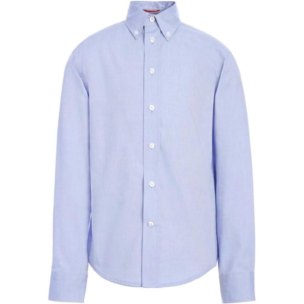 imageTommy Hilfiger Boys Long Sleeve Dress Shirt Collared ButtonDown with Cuff Sleeves GinghamBlue