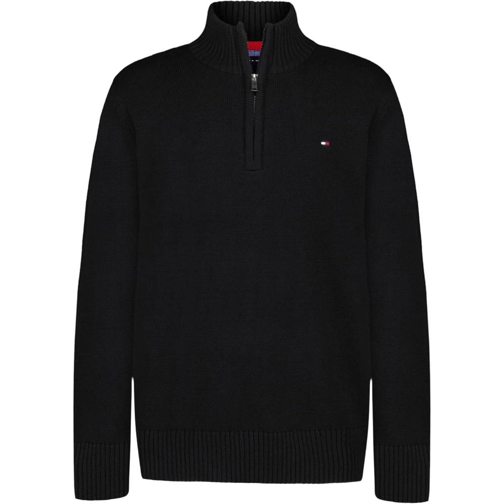 imageTommy Hilfiger Boys Long Sleeve Quarter Zip SweaterBlack