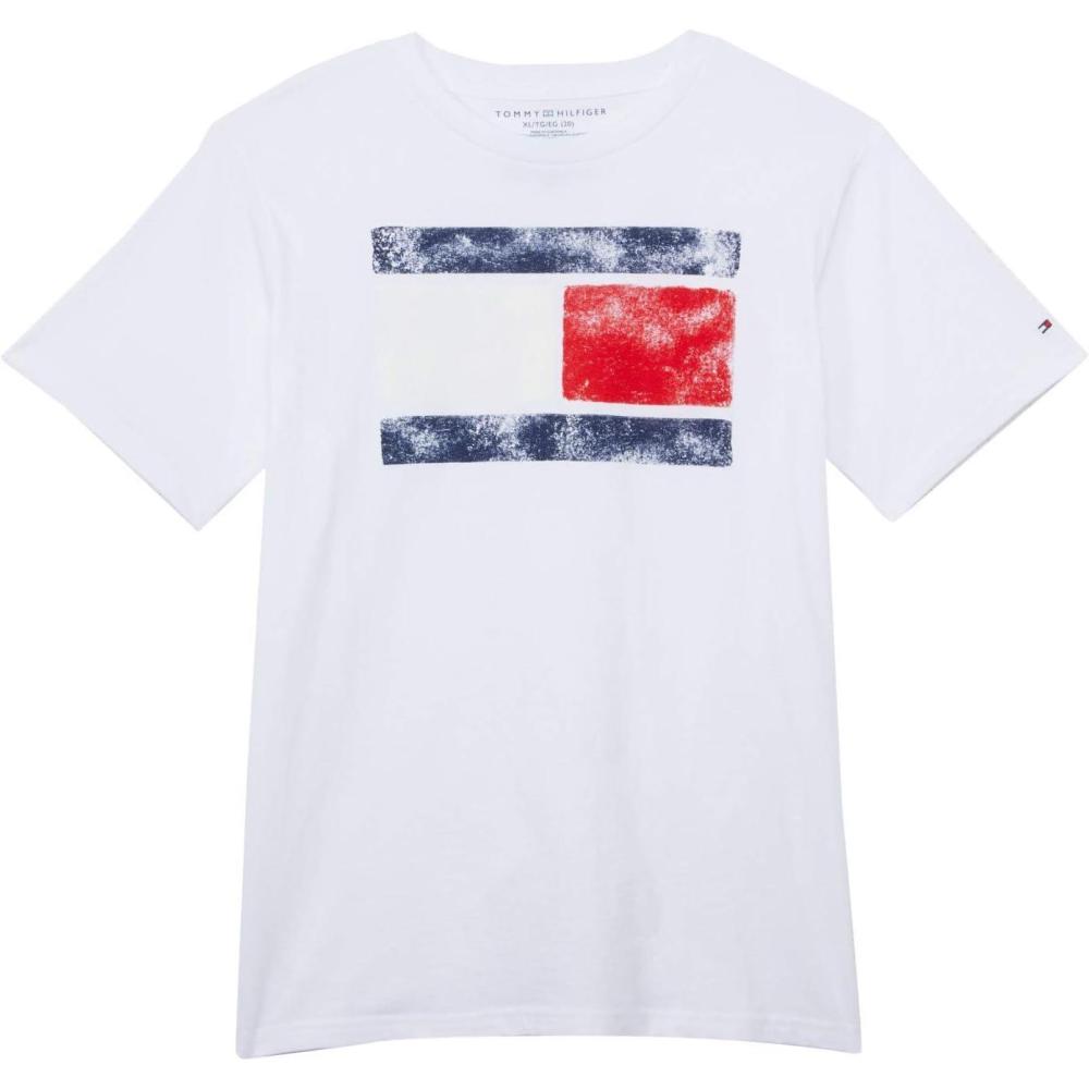 imageTommy Hilfiger Boys Short Sleeve Graphic Crew Neck TShirt Soft Comfortable Relaxed FitWhite