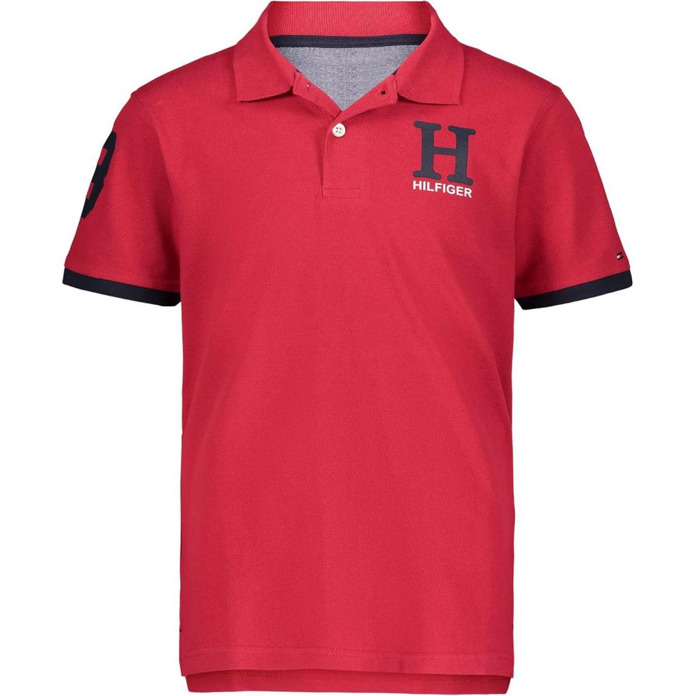 imageTommy Hilfiger Boys Short Sleeve Pique Matt Polo Button ShirtClassic Scarlet Sage