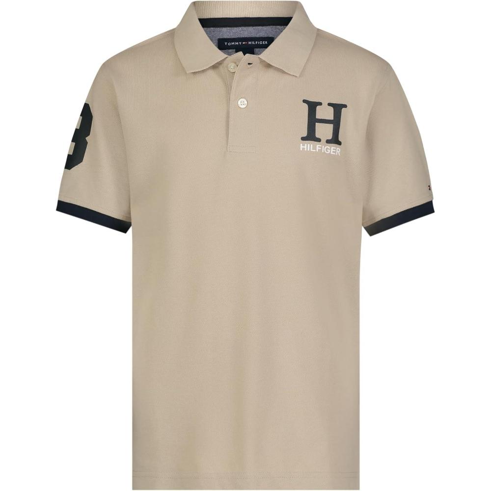 imageTommy Hilfiger Boys Short Sleeve Pique Matt Polo Button ShirtSandalwood